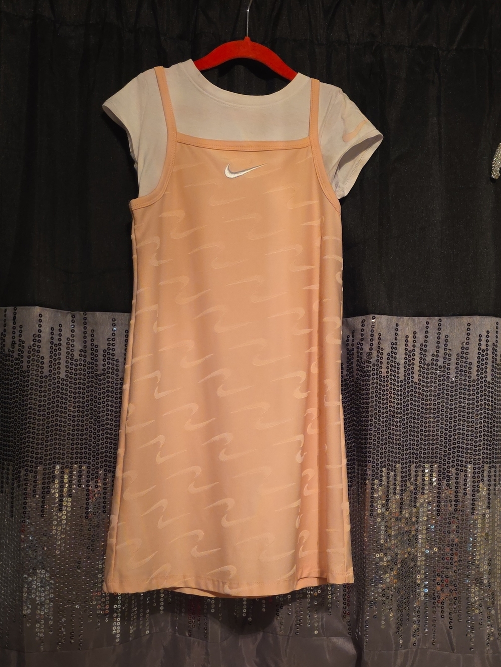 Nike Peach Slip Dress with White Tee